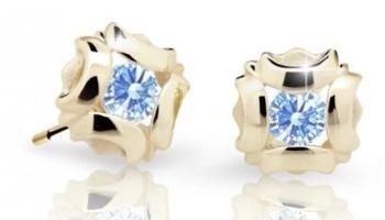 Cutie Jewellery Slušivé detské náušnice zo žltého zlata C2216-30-X-1 svetlo modrá