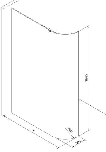 MEXEN - KIOTO walk-in 110x200 cm 8mm, transparent samostatné sklo zaoblené 800-110-000-00-06