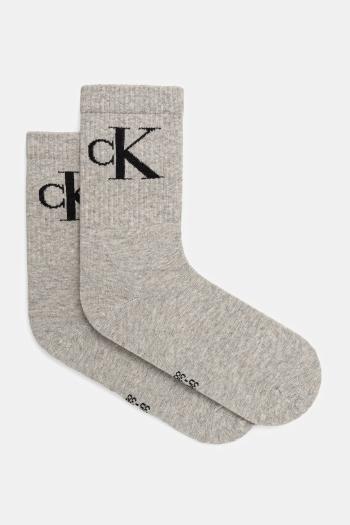 Ponožky Calvin Klein Jeans 2-pak dámske, šedá farba, 701228811