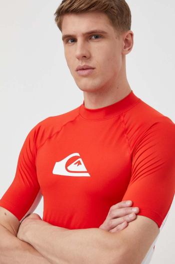Tričko Quiksilver pánsky, červená farba, s potlačou, T-SHIRT DO PŁYWANIA