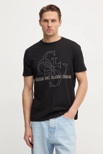 Bavlnené tričko Guess pánske, čierna farba, s potlačou, M5RI59 K9RM1