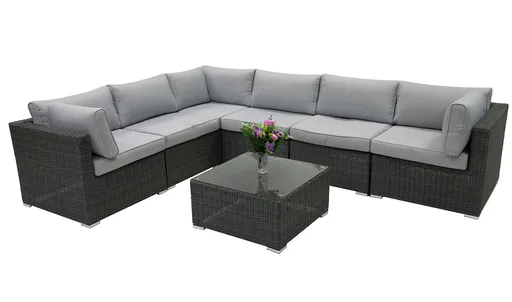 DEOKORK Ratanová variabilná zostava SEVILLA pre 6 osôb (antracit)