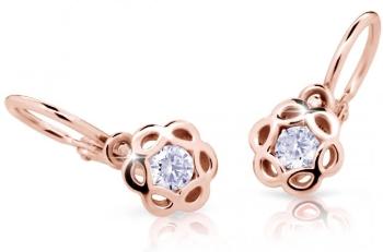 Cutie Jewellery Detské náušnice z ružového zlata C2179-10-X-4 biela