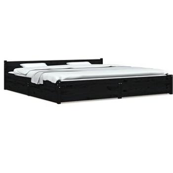 Rám postele so zásuvkami čierny 200 × 200 cm, 3103583