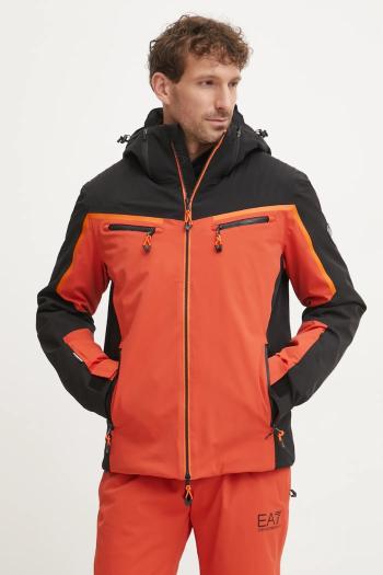 Lyžiarska bunda EA7 Emporio Armani Kitzbuhel Colorblock Logo oranžová farba, PNCJZ.6DPG15