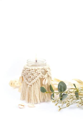 Graine Creative DIY súprava na výrobu makramé svietnika Bohemian Macrame Candle