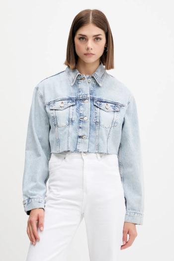 Rifľová bunda Tommy Jeans modrá farba, prechodná, oversize, DW0DW21063