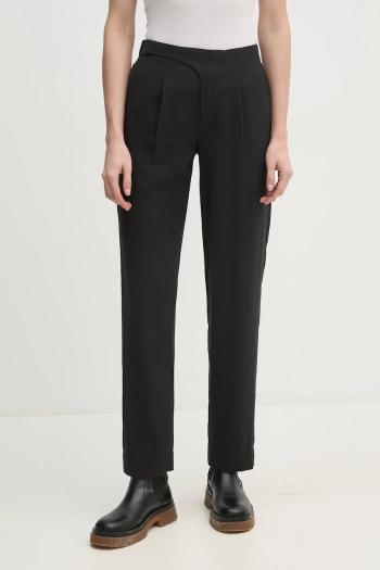 Nohavice Calvin Klein Jeans dámske, čierna farba, rovné, vysoký pás, J20J224846