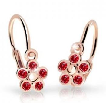 Cutie Jewellery Detské kvietkové náušnice z ružového zlata C2744-10-X-4 červená