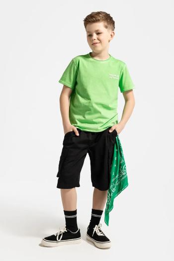 Detské bavlnené šortky Coccodrillo čierna farba, nastaviteľný pás TROPICAL STORY BOY JUNIOR