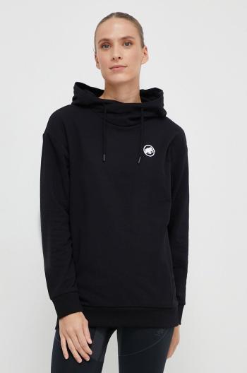 Tepláková mikina Mammut ML Hoody Original čierna farba, s kapucňou, s potlačou