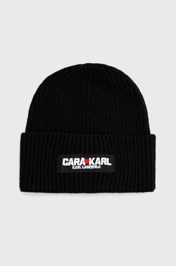 Čiapka s prímesou vlny Karl Lagerfeld Karl Lagerfeld X Cara Delevingne , čierna farba,