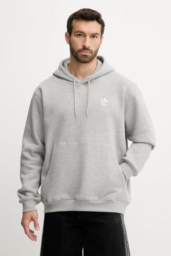 Mikina adidas Originals Essential šedá farba, s kapucňou, s potlačou, JV6057