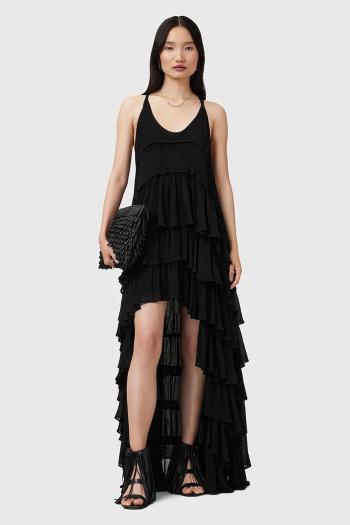 Šaty AllSaints CAVARLY čierna farba, maxi, áčkový strih, W206DC