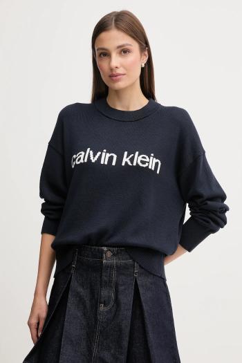 Bavlnený sveter Calvin Klein Jeans tmavomodrá farba, ľahký, LV047C311G