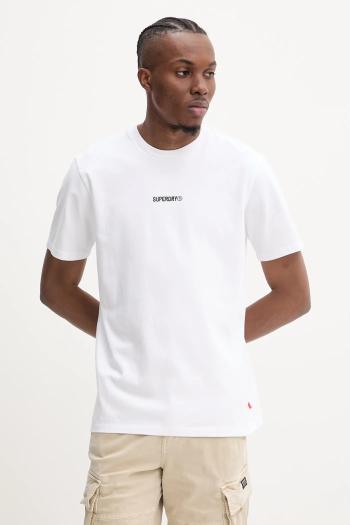 Bavlnené tričko Superdry pánske, biela farba, s nášivkou, M1012131A-U4Y