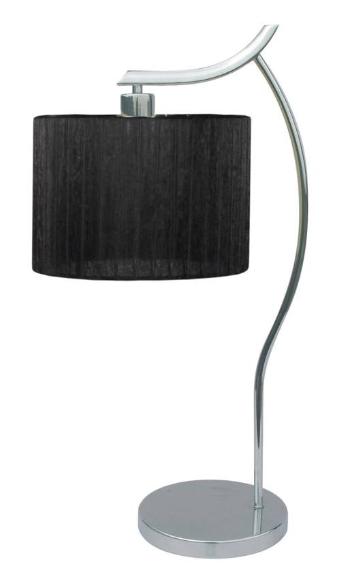 Chrómová stolová lampa, kancelárska, čierne tienidlo, Draga