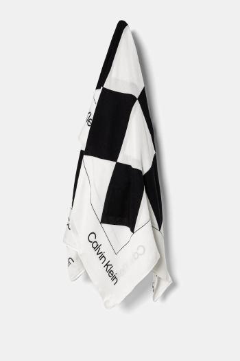 Šatka Calvin Klein dámska, čierna farba, vzorovaná, K60K613232