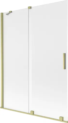 MEXEN/S - Velar dvojkrídlová posuvná vaňová zástena 130 x 150, dekor, zlatá kartáčovaná 896-130-000-31-55