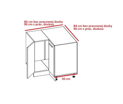 ArtExt Kuchynská linka Brerra - mat Kuchyňa: Rohová spodná skrinka D12/90 / 84x82x84 cm