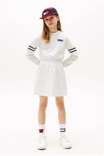 Dievčenské šaty Tommy Hilfiger šedá farba, mini, áčkový strih, KG0KG08711
