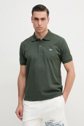 Bavlnené polo tričko Lacoste zelená farba, jednofarebný