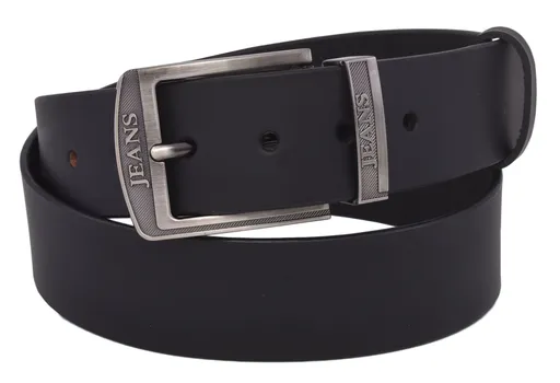 Pánsky kožený opasok 763-40-03 čierny hladký pracka Jeans II