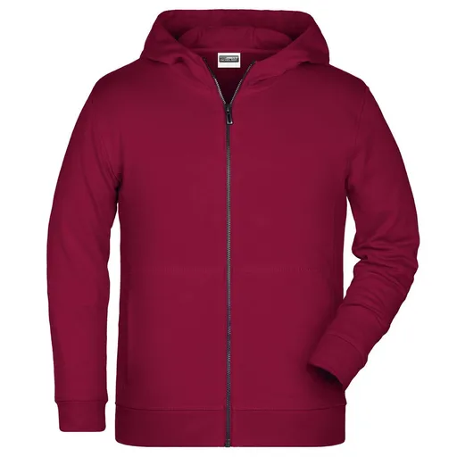 James & Nicholson (Daiber) Detská mikina na zips z biobavlny 8026k - Vínová | XS