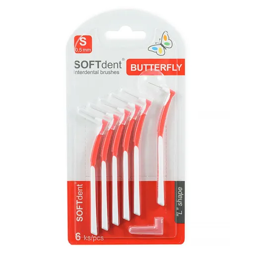 SOFTDENT Butterfly medzizubná kefka zahnutá S 6 ks