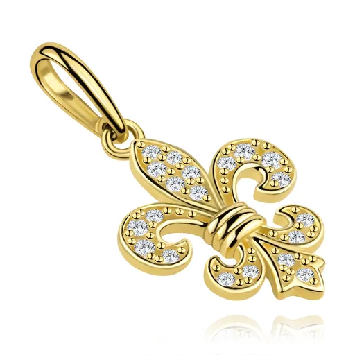 Zlatý prívesok 9K s motívom Fleur de Lis a čírymi zirkónmi