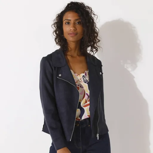 Bunda na zips z imitácie semišu