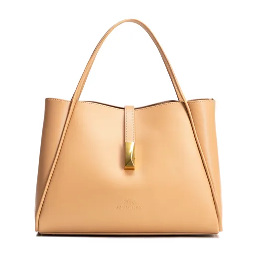 Dámska kožená aktovka s odnímateľným vreckom, béžová 100-4E-202-9