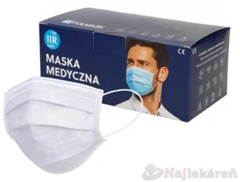 Polmask Rúško jednorazové biele s gumičkami 50 ks