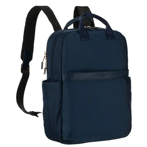 Dámsky modrý nylonový batoh so zipsom a pásom na kufor – Peterson
