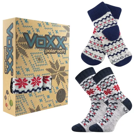 Fuski BOMA s. r. o. Set zimných pletených ponožiek a palčiakov - Svetlošedý melír | 35-38