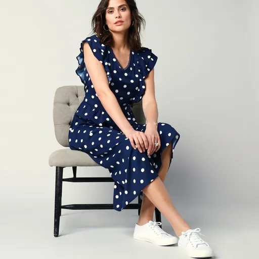 Dlhé šaty s potlačou bodiek