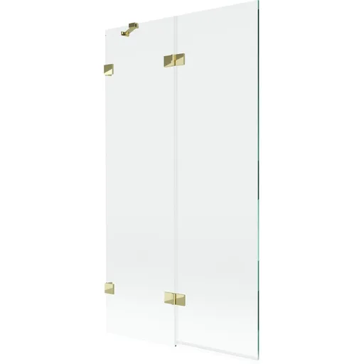 MEXEN/S - Lunar vaňová zástena 2-krídlová ľavá 100 x 150, transparent, zlatá 897-100-100-50-00-L