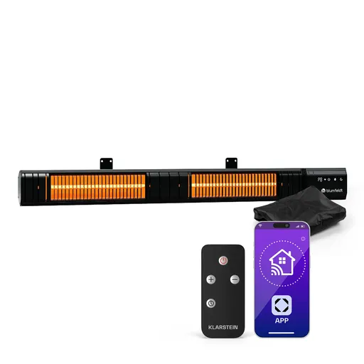 Blumfeldt Gold Bar Slim 3000 W sálavý ohrievač, 9 úrovní, funkcia WiFi, dotykové ovládanie, diaľkový ovládač, IP 65