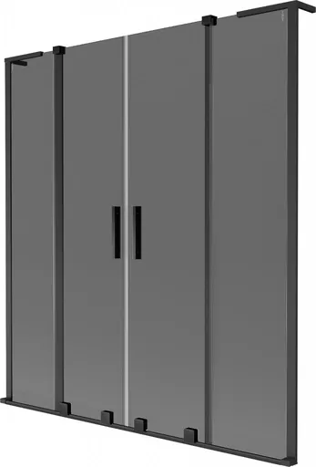 MEXEN/S - Velar L Duo dvojkrídlová posuvná vaňová zástena 150 x 150, grafit, čierna 896-150-003-42-70