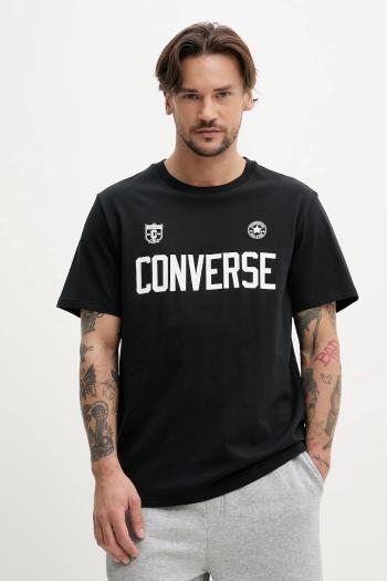 Bavlnené tričko Converse pánske, čierna farba, s potlačou, 10027363-A01