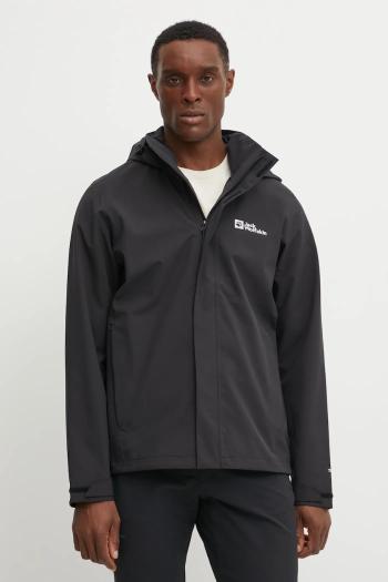Nepremokavá bunda Jack Wolfskin Trailtime 2L pánska, čierna farba, A63903