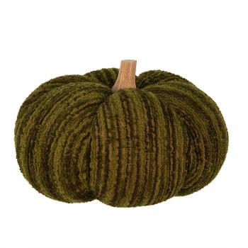 Tmavě zelená látková dekorace dýně Pumpkin XXL - Ø 25*16 cm  65445