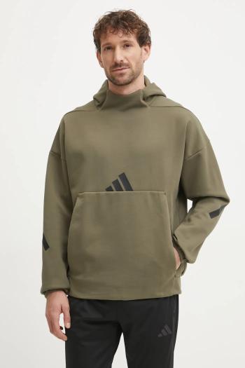 Mikina adidas Z.N.E. pánska, zelená farba, s kapucňou, s potlačou, JD5321