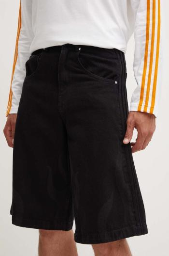 Rifľové krátke nohavice adidas Originals pánske, čierna farba, IS0217