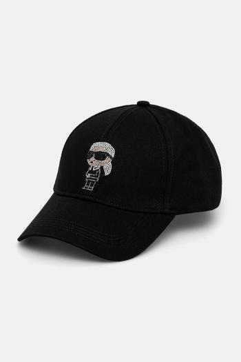Bavlnená šiltovka Karl Lagerfeld čierna farba, s nášivkou, A2W33062