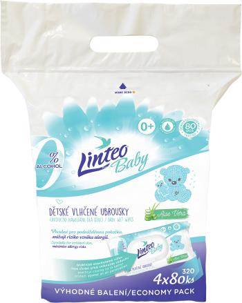 LINTEO Vlhčené obrúsky Baby Aloe Vera, 4 x 80 ks