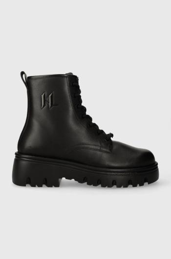 Kožené členkové topánky Karl Lagerfeld KOMBAT KC pánske, čierna farba, KL15350