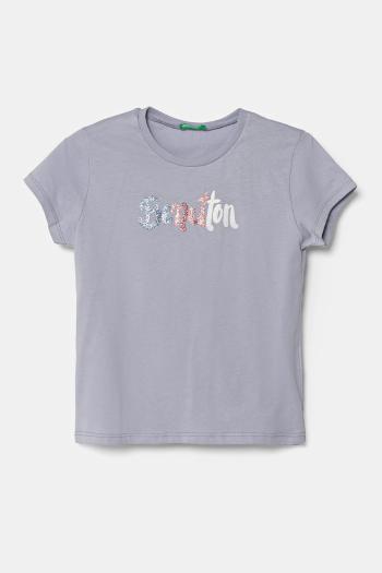 Detské bavlnené tričko United Colors of Benetton fialová farba, 3I1XC10MZ