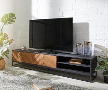 TV stolík Famke 200 cm mango teak 2 dvierka 2 priehradky