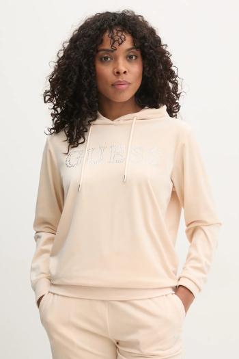 Mikina Guess COUTURE dámska, béžová farba, s kapucňou, V4RQ25 KBXI2